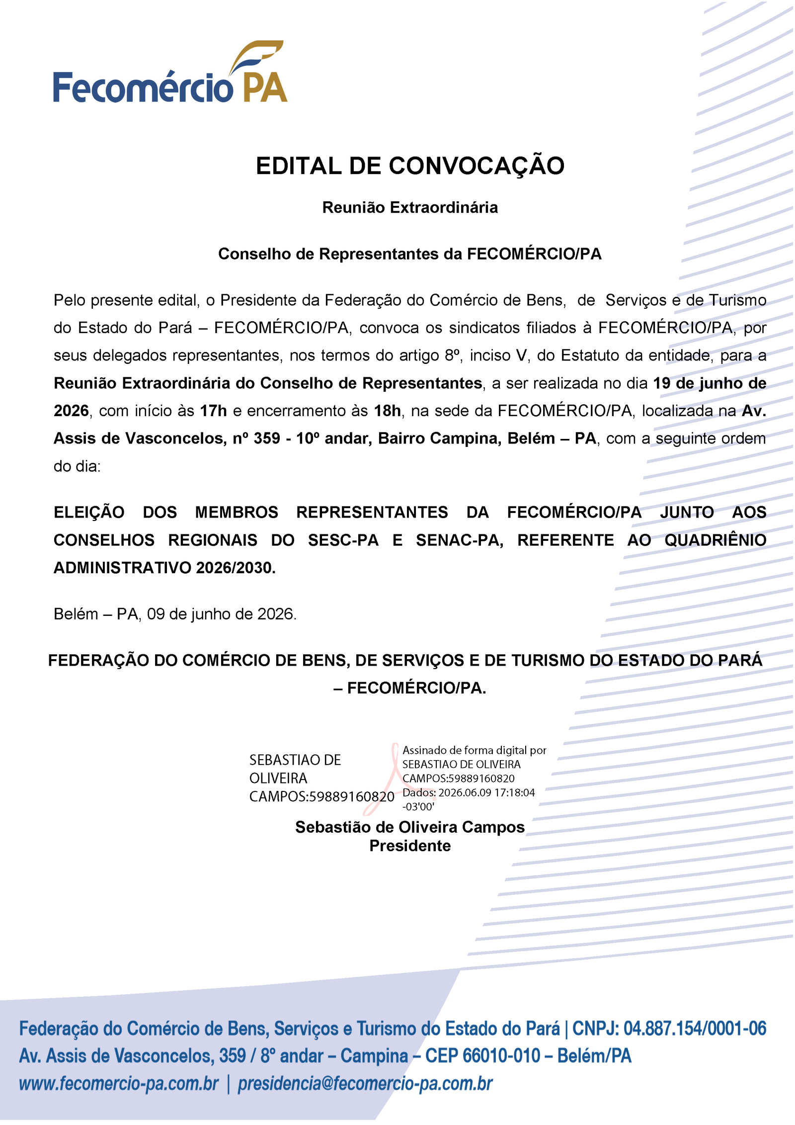 Reuni&atilde;o Extraordin&aacute;ria do Conselho de Representantes Fecom&eacute;rcio-Pa JUNHO_2026_ASSINADO